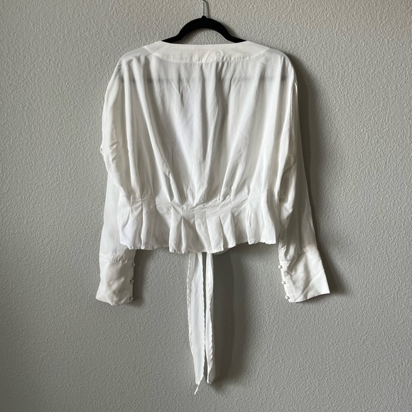 Sancia White Long Sleeve Blouse Size Small - Picture 3 of 5